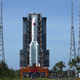 The Long March 5B rocket prior to launch.